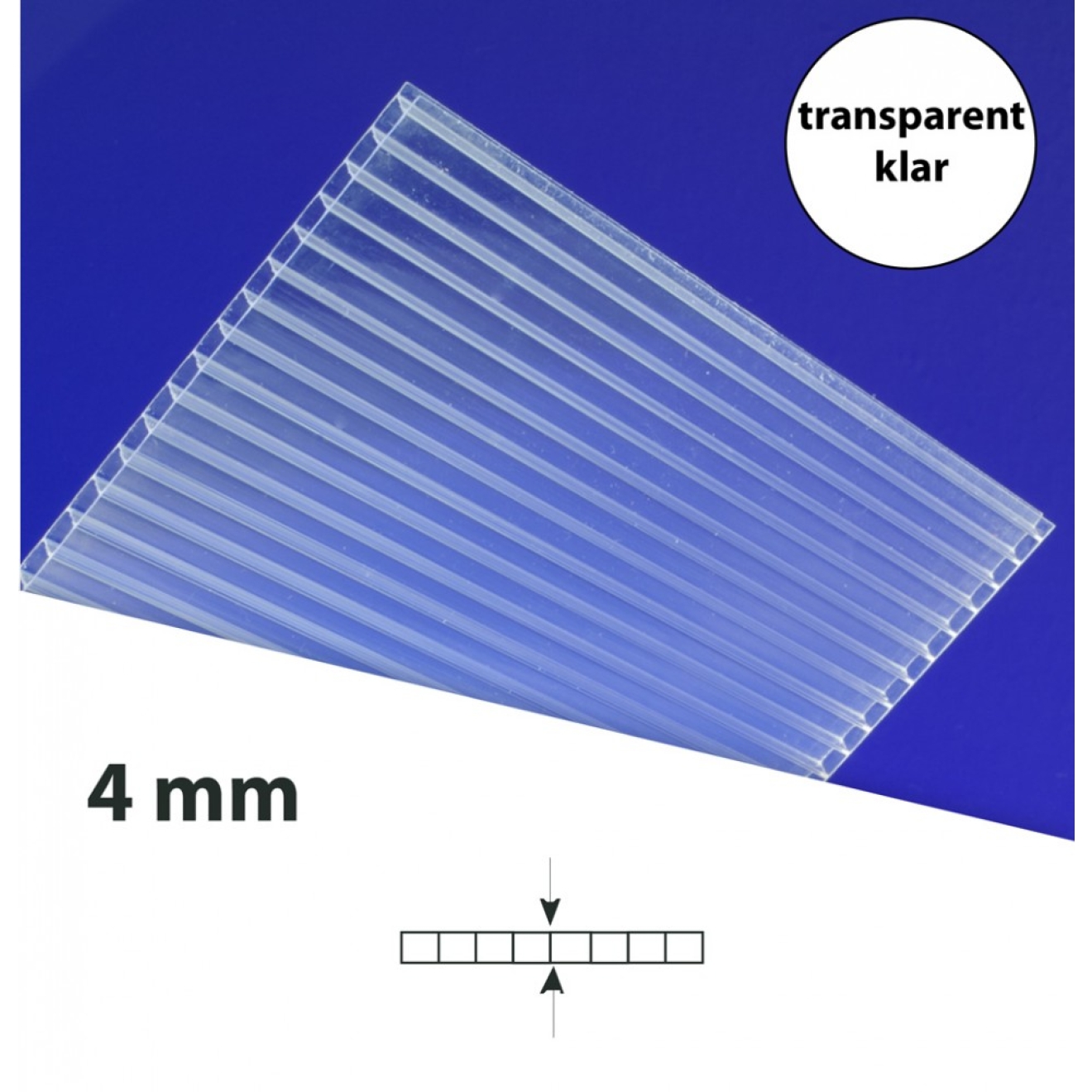 Stegplatten 4 mm transparent klar - 2100 mm breit