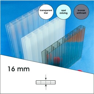 Stegplatten 16 mm opal / milchig - 980 mm breit